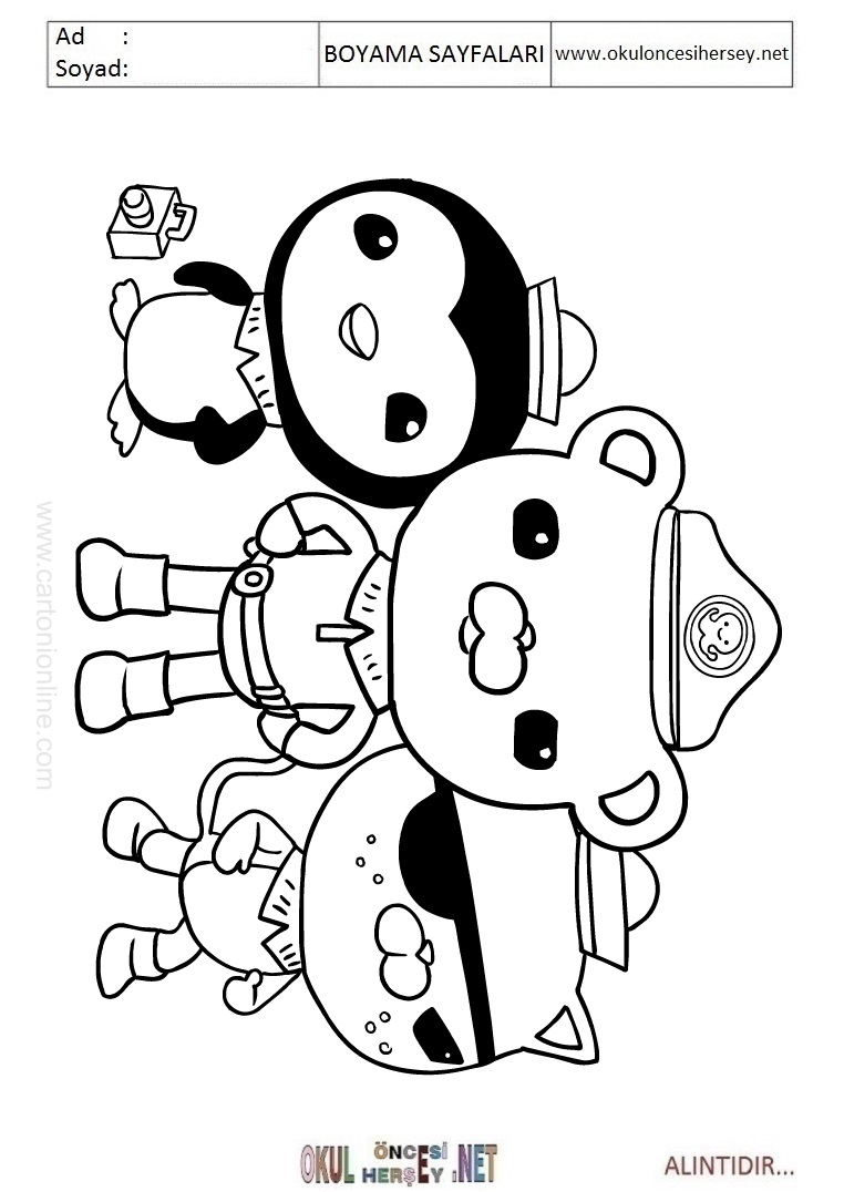 Çocuklar İçin Octonauts Boyama Sayfaları 