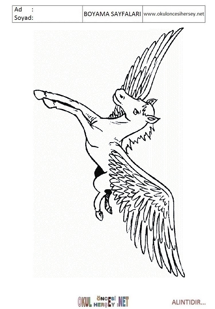 Çocuklar İçin Pegasus Boyama Sayfaları 