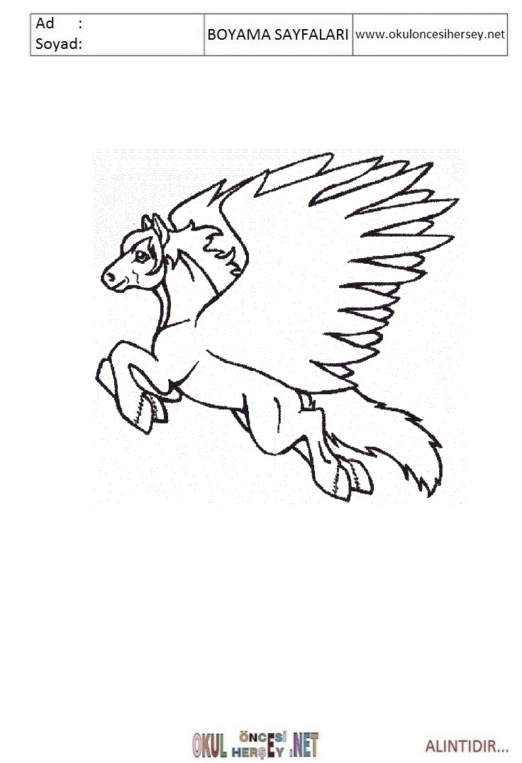 Çocuklar İçin Pegasus Boyama Sayfaları 