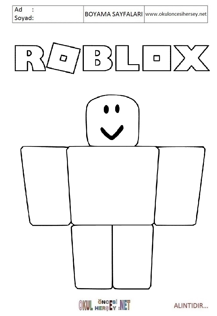 Çocuklar İçin Roblox Boyama Sayfaları 
