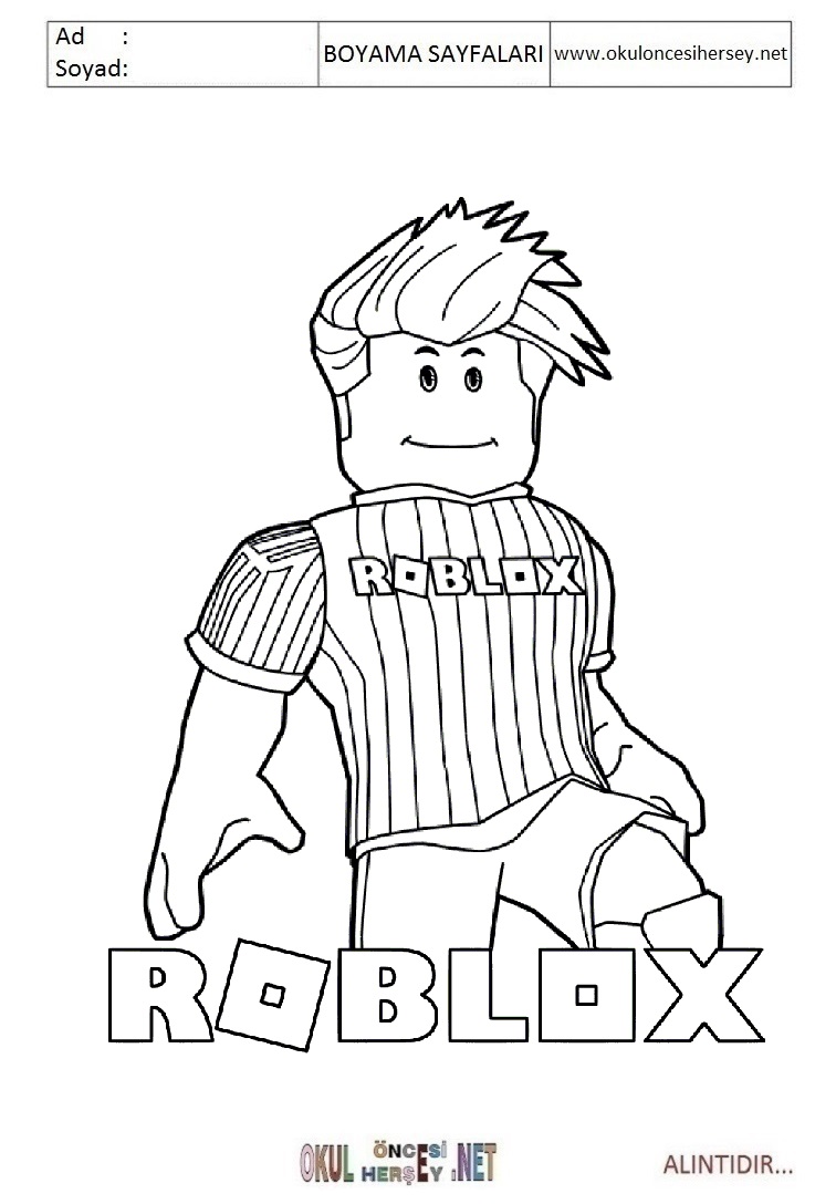 Çocuklar İçin Roblox Boyama Sayfaları 