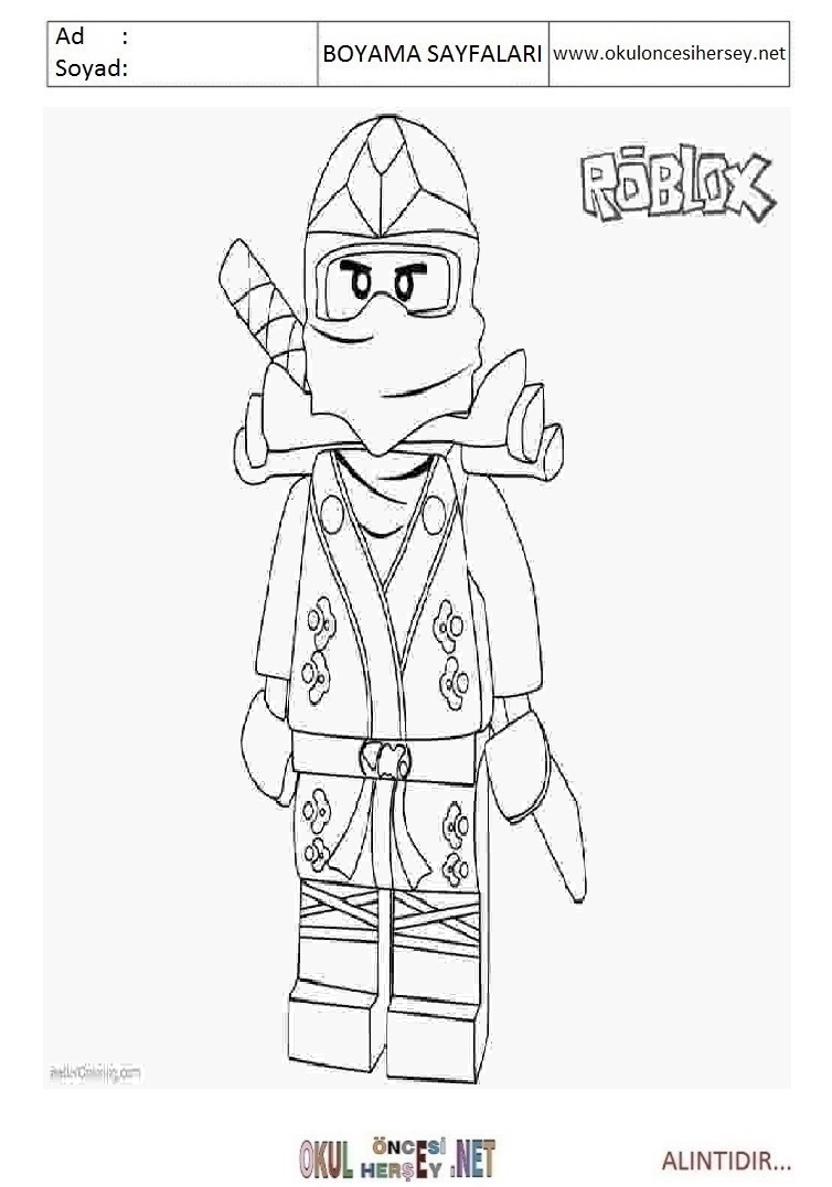 Çocuklar İçin Roblox Boyama Sayfaları 