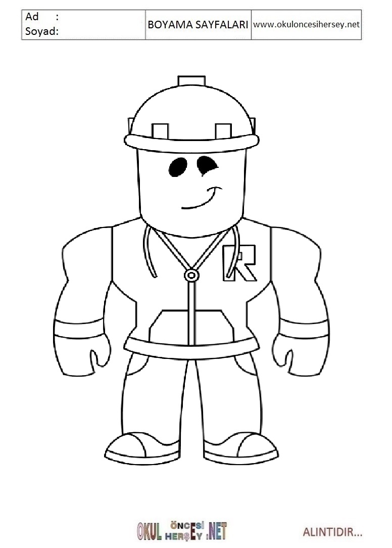 Çocuklar İçin Roblox Boyama Sayfaları 
