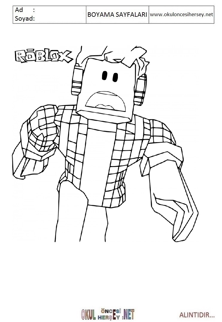 Çocuklar İçin Roblox Boyama Sayfaları 