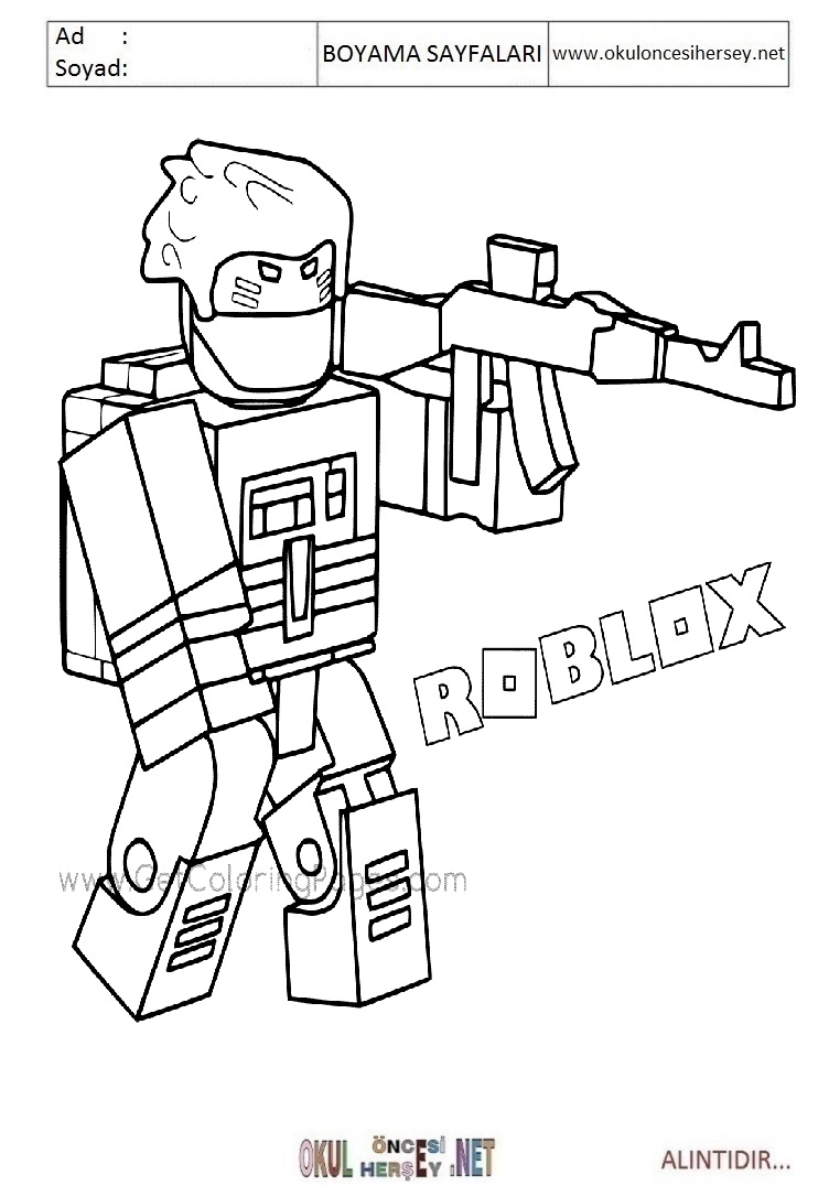 Çocuklar İçin Roblox Boyama Sayfaları 