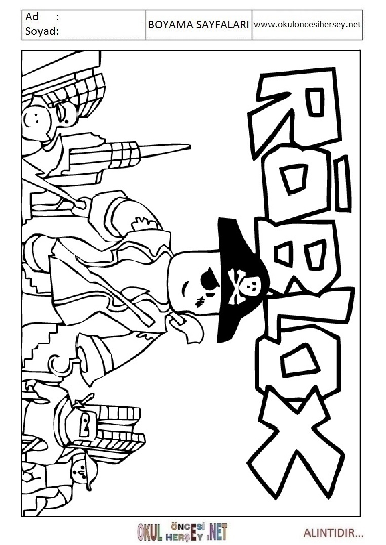 Çocuklar İçin Roblox Boyama Sayfaları 