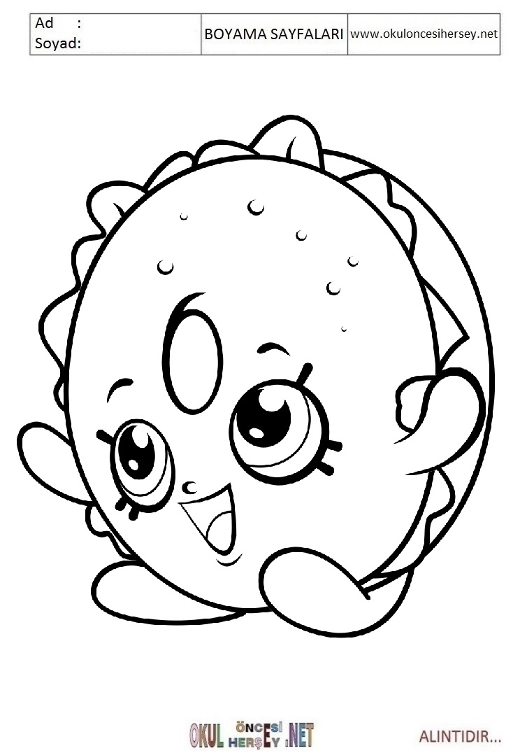 Çocuklar İçin Shopkins Boyama Sayfaları 