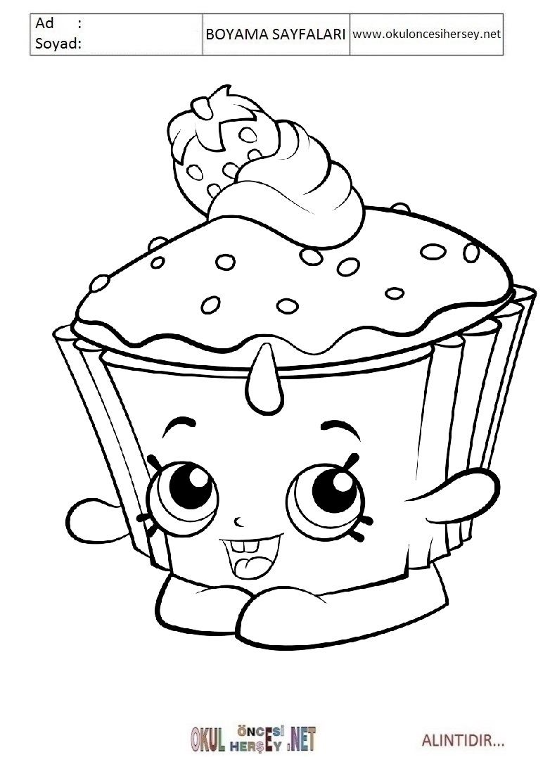 Çocuklar İçin Shopkins Boyama Sayfaları 