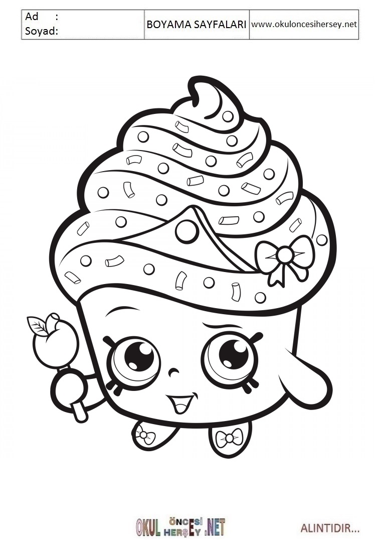 Çocuklar İçin Shopkins Boyama Sayfaları 