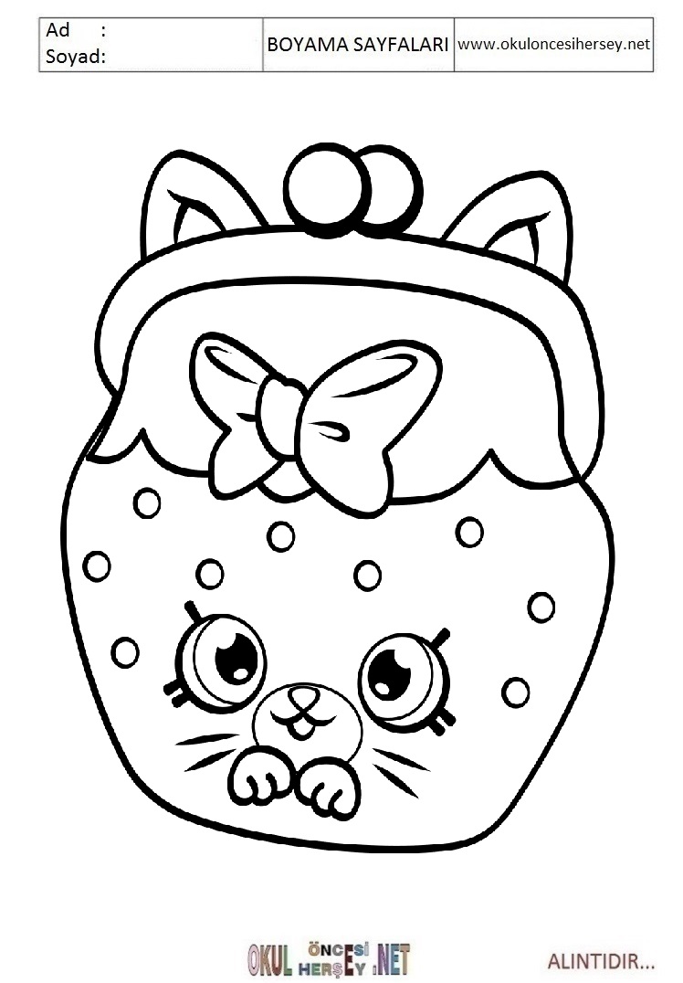 Çocuklar İçin Shopkins Boyama Sayfaları 