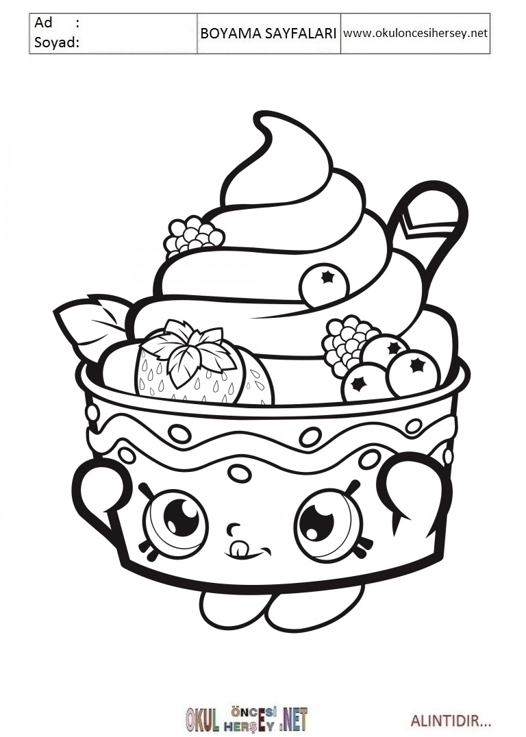 Çocuklar İçin Shopkins Boyama Sayfaları 