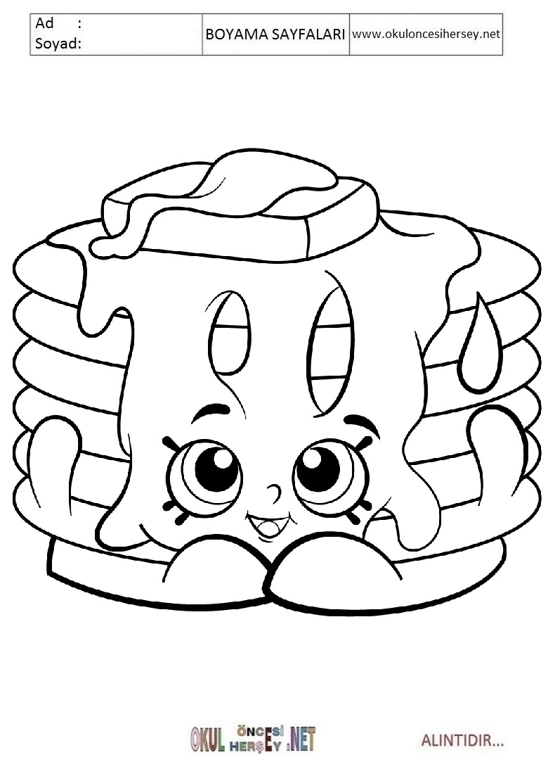 Çocuklar İçin Shopkins Boyama Sayfaları 