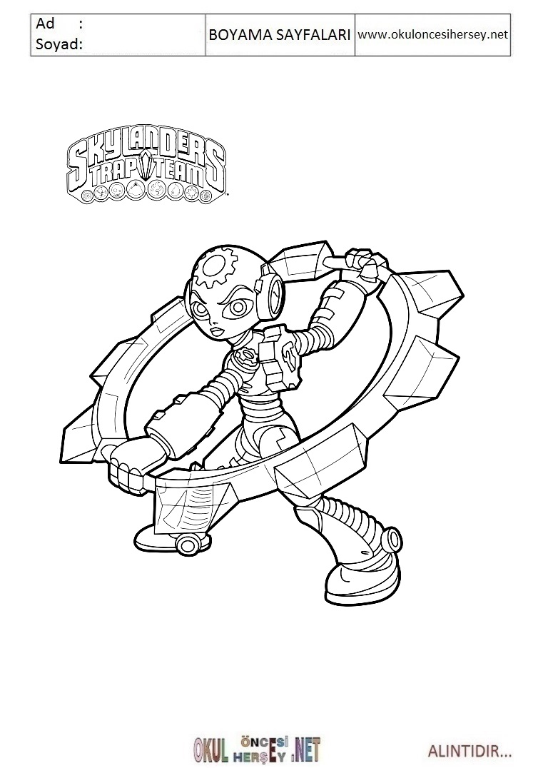 Çocuklar İçin Skylanders Boyama Sayfaları 