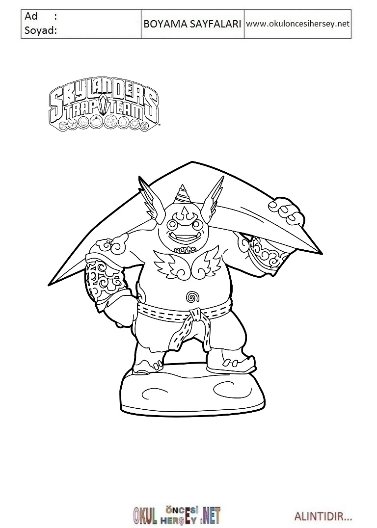 Çocuklar İçin Skylanders Boyama Sayfaları 