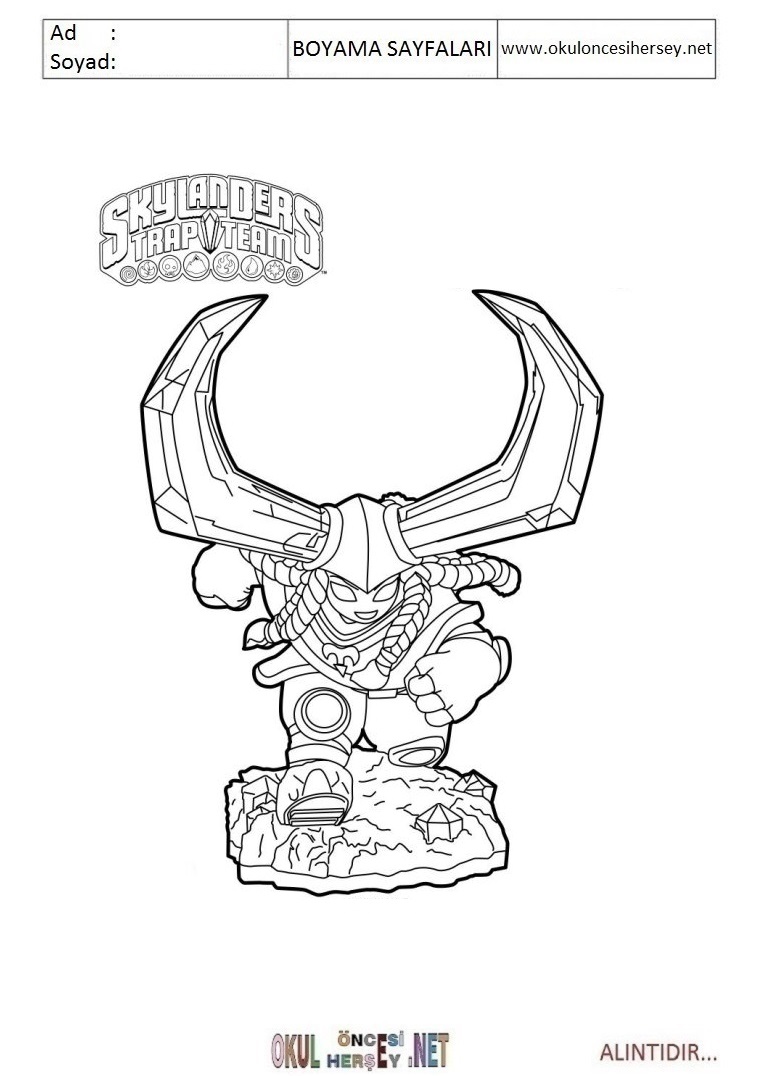 Çocuklar İçin Skylanders Boyama Sayfaları 