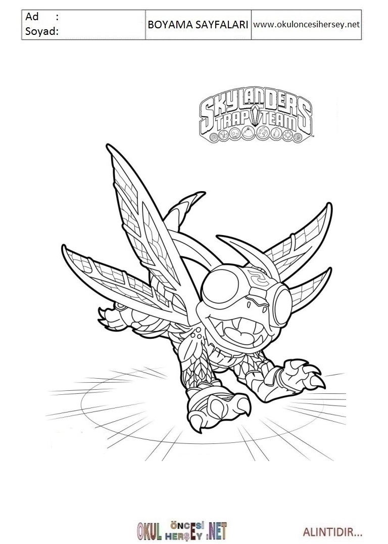 Çocuklar İçin Skylanders Boyama Sayfaları 