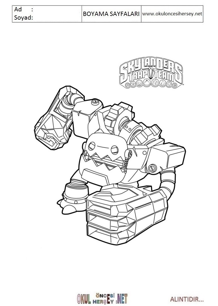 Çocuklar İçin Skylanders Boyama Sayfaları 