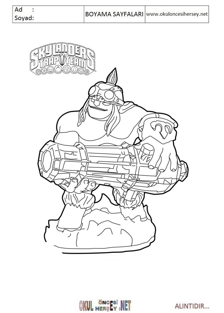 Çocuklar İçin Skylanders Boyama Sayfaları 