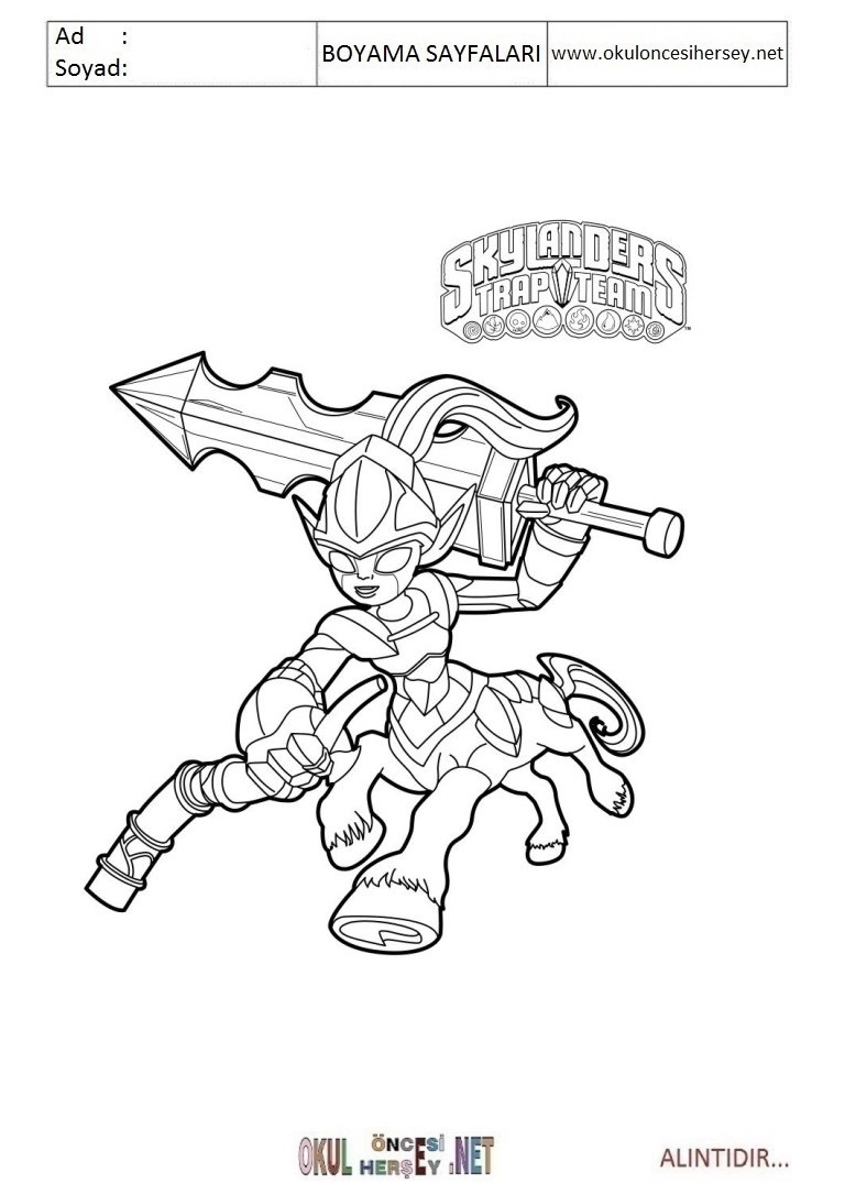 Çocuklar İçin Skylanders Boyama Sayfaları 