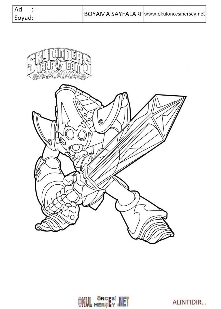 Çocuklar İçin Skylanders Boyama Sayfaları 