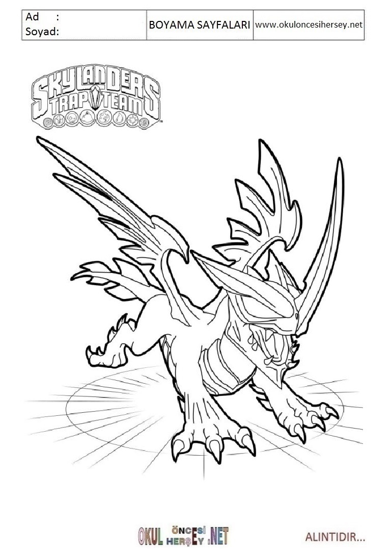 Çocuklar İçin Skylanders Boyama Sayfaları 