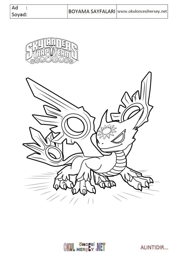 Çocuklar İçin Skylanders Boyama Sayfaları 