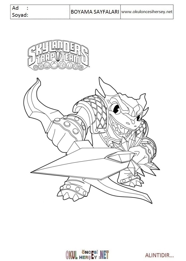 Çocuklar İçin Skylanders Boyama Sayfaları 