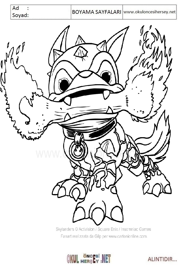 Çocuklar İçin Skylanders Boyama Sayfaları 