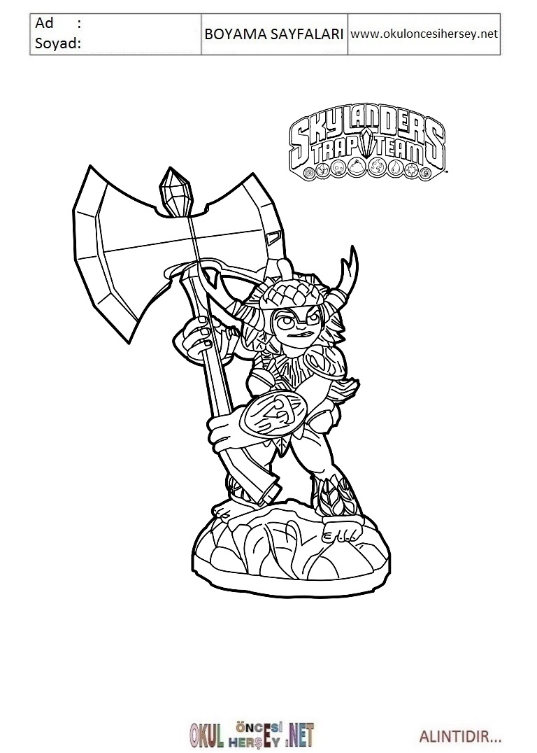 Çocuklar İçin Skylanders Boyama Sayfaları 