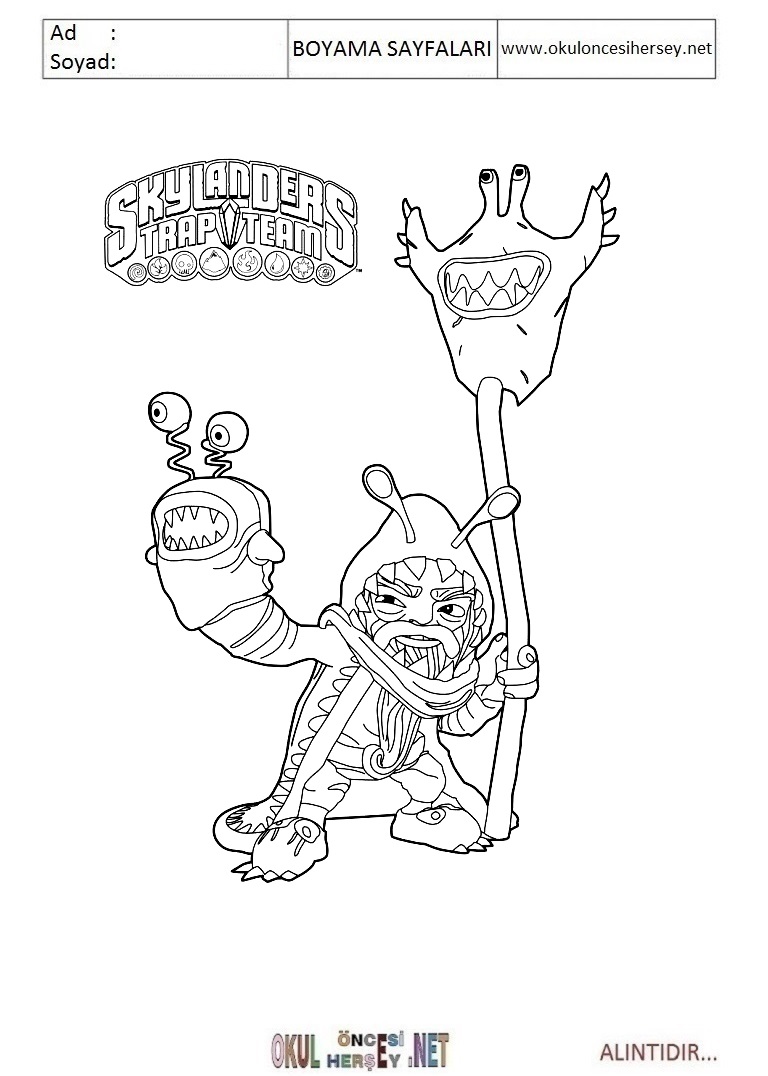 Çocuklar İçin Skylanders Boyama Sayfaları 