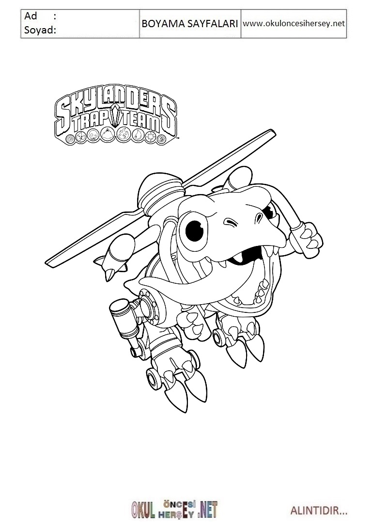 Çocuklar İçin Skylanders Boyama Sayfaları 