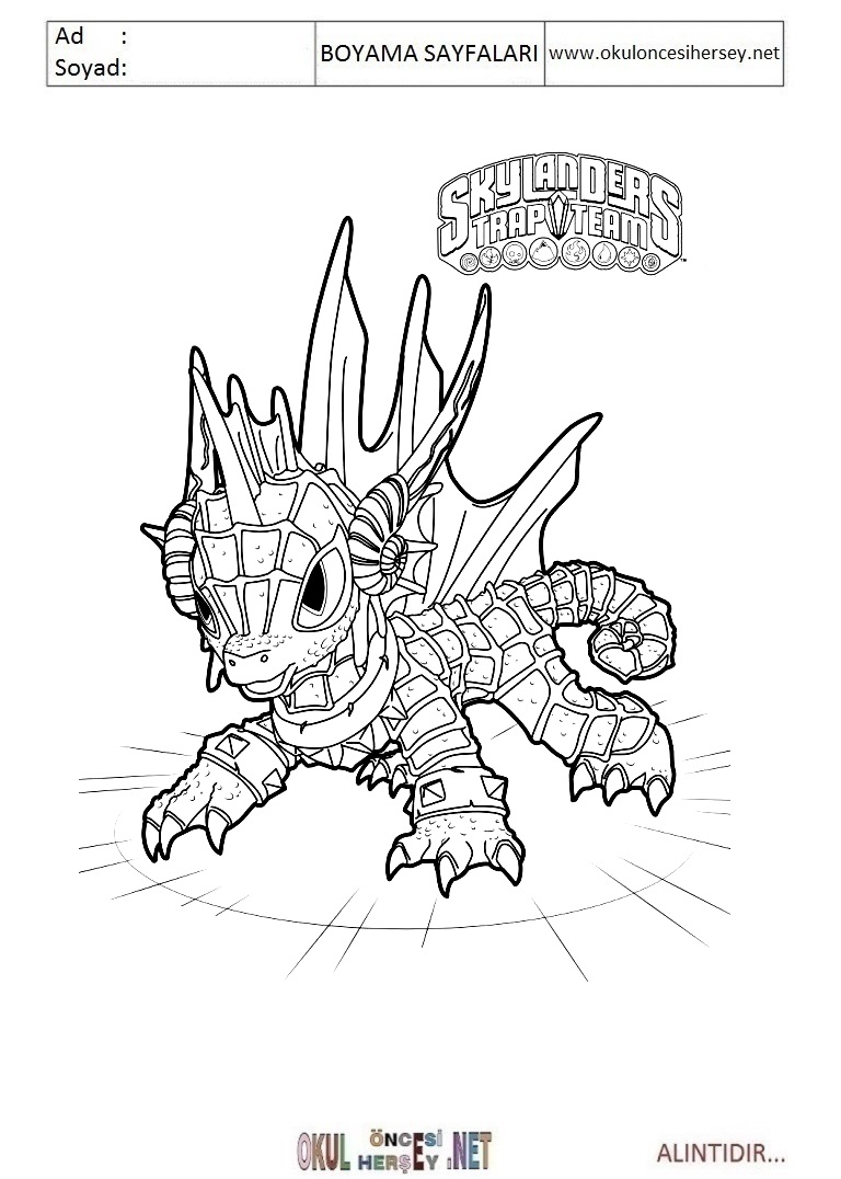 Çocuklar İçin Skylanders Boyama Sayfaları 
