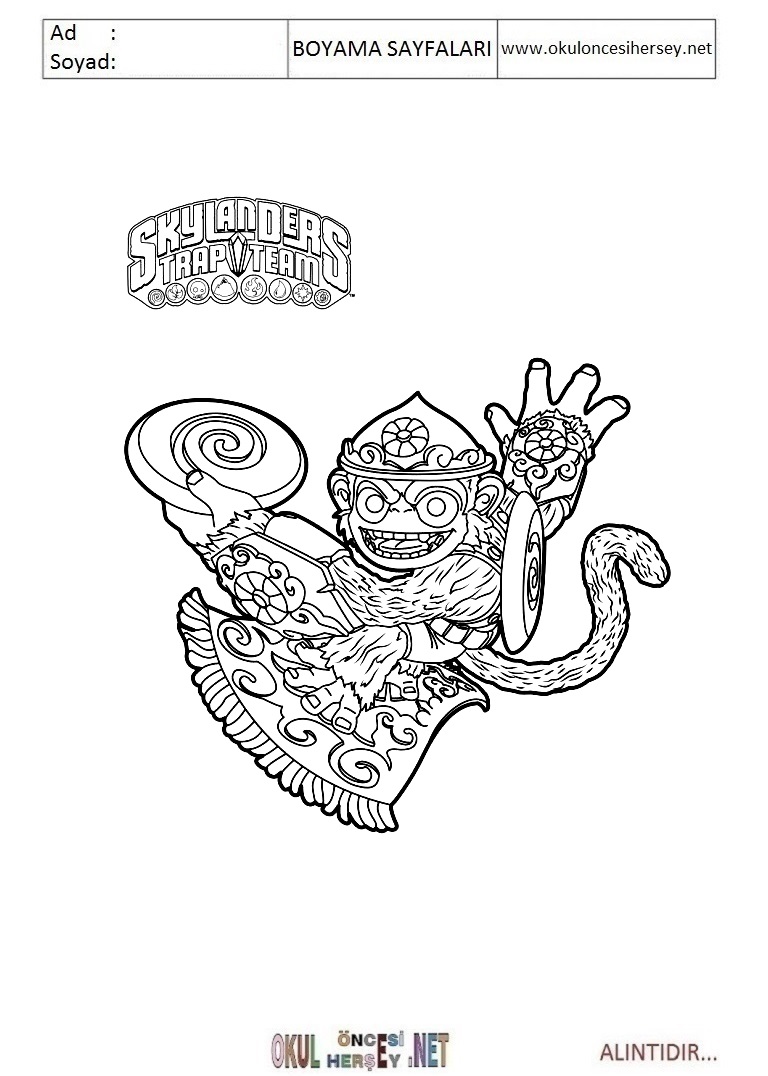 Çocuklar İçin Skylanders Boyama Sayfaları 