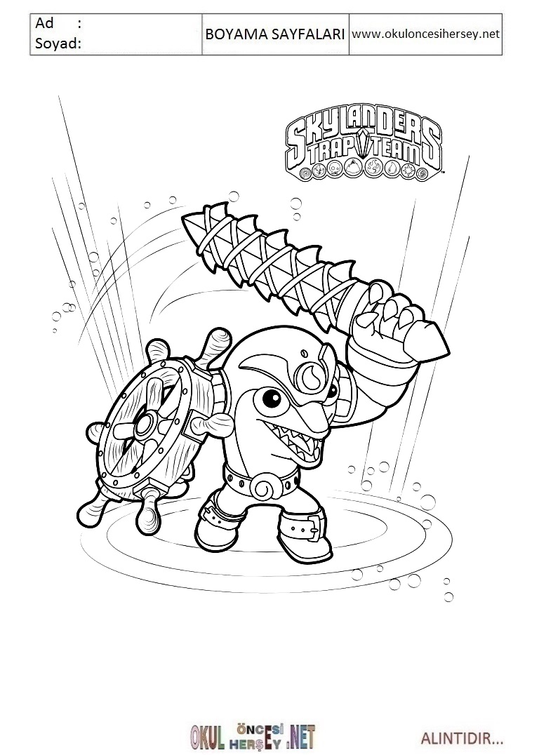 Çocuklar İçin Skylanders Boyama Sayfaları 