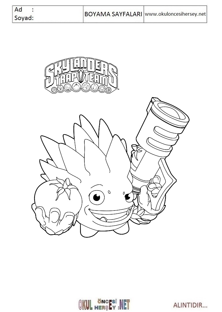 Çocuklar İçin Skylanders Boyama Sayfaları 