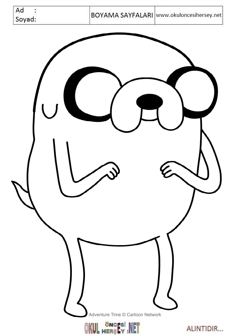 Çocuklar İçin Adventure Time Boyama Sayfaları 