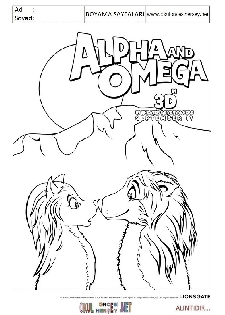Çocuklar İçin Alpha ve Omega Boyama Sayfaları 