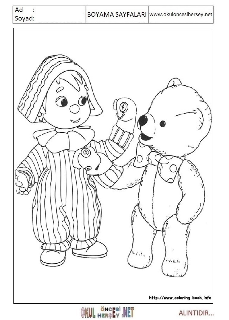 Çocuklar İçin Andy Pandy Boyama Sayfaları 
