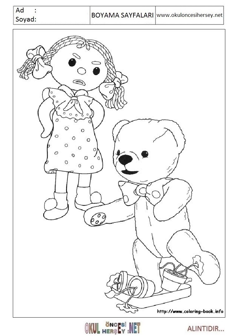 Çocuklar İçin Andy Pandy Boyama Sayfaları 
