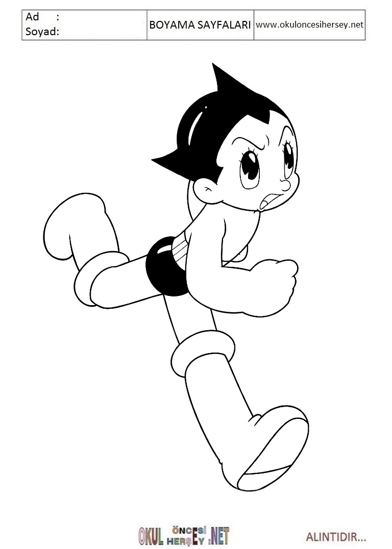 Çocuklar İçin Astroboy Boyama Sayfaları 