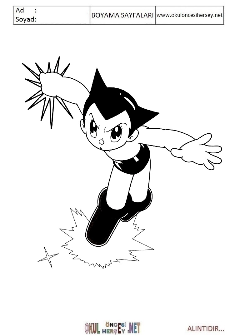 Çocuklar İçin Astroboy Boyama Sayfaları 