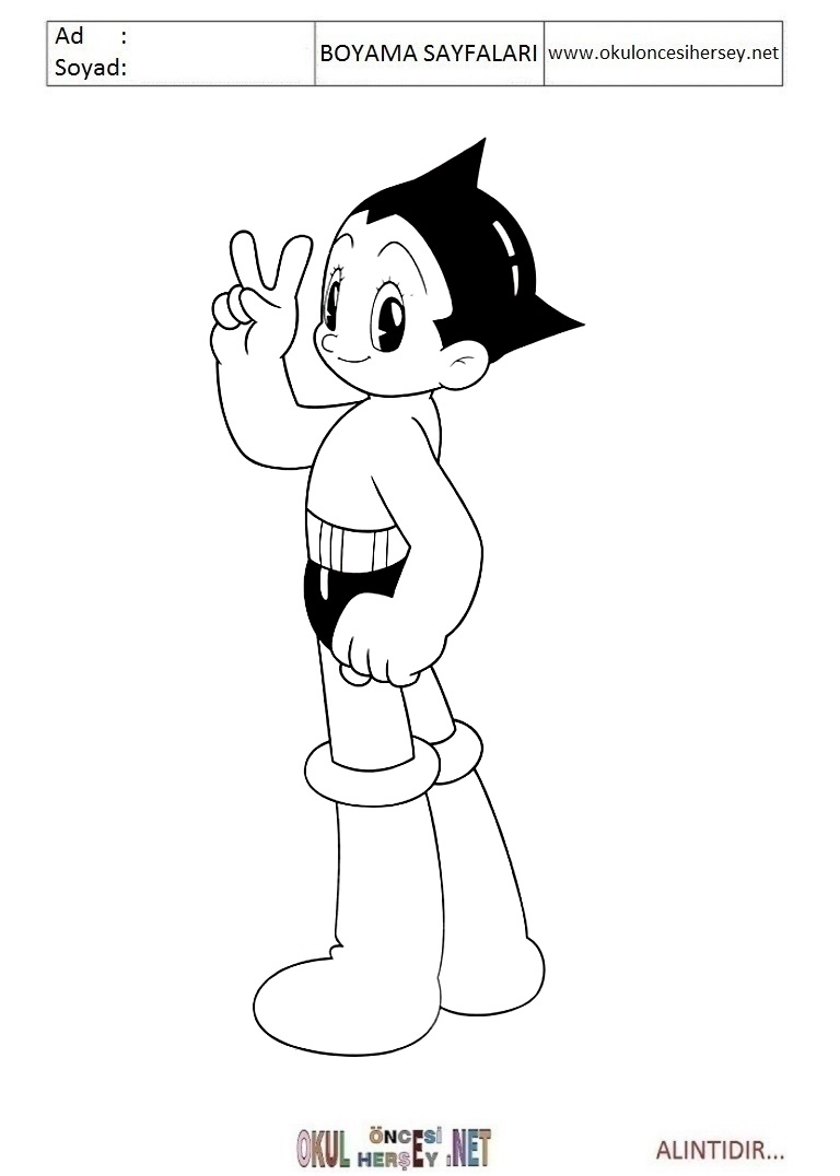 Çocuklar İçin Astroboy Boyama Sayfaları 