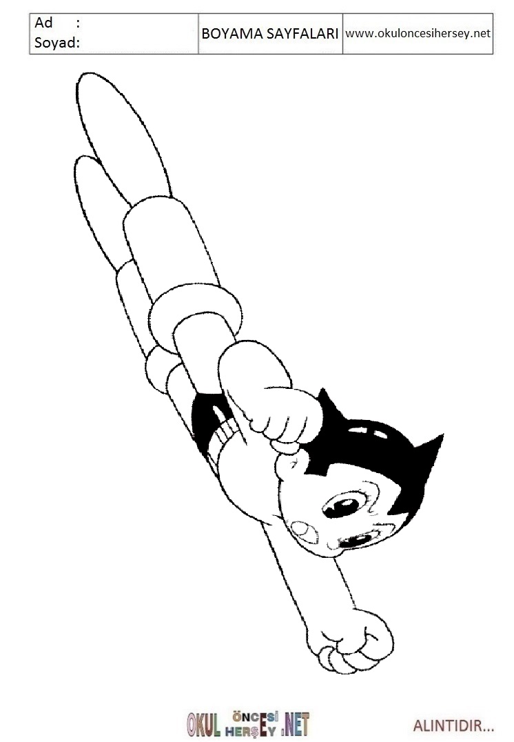 Çocuklar İçin Astroboy Boyama Sayfaları 