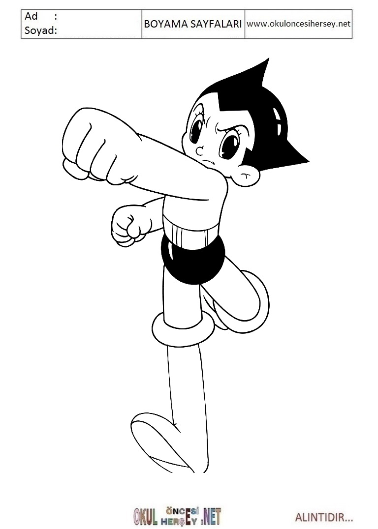 Çocuklar İçin Astroboy Boyama Sayfaları 