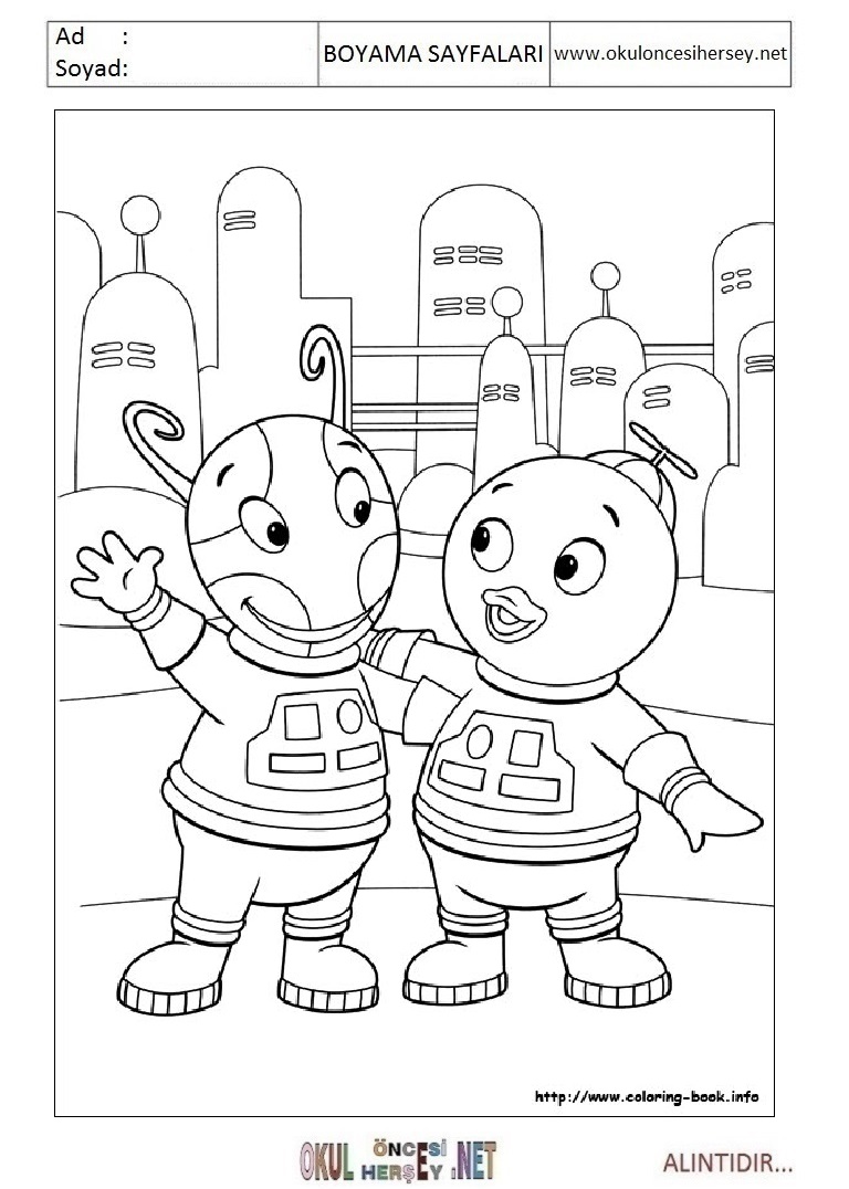 Çocuklar İçin Back Yardigans Boyama Sayfaları 