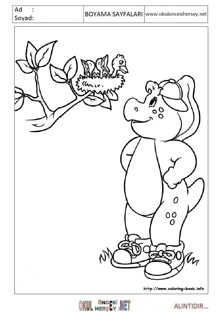 Çocuklar İçin Barney ve Arkadaşları Boyama Sayfaları 