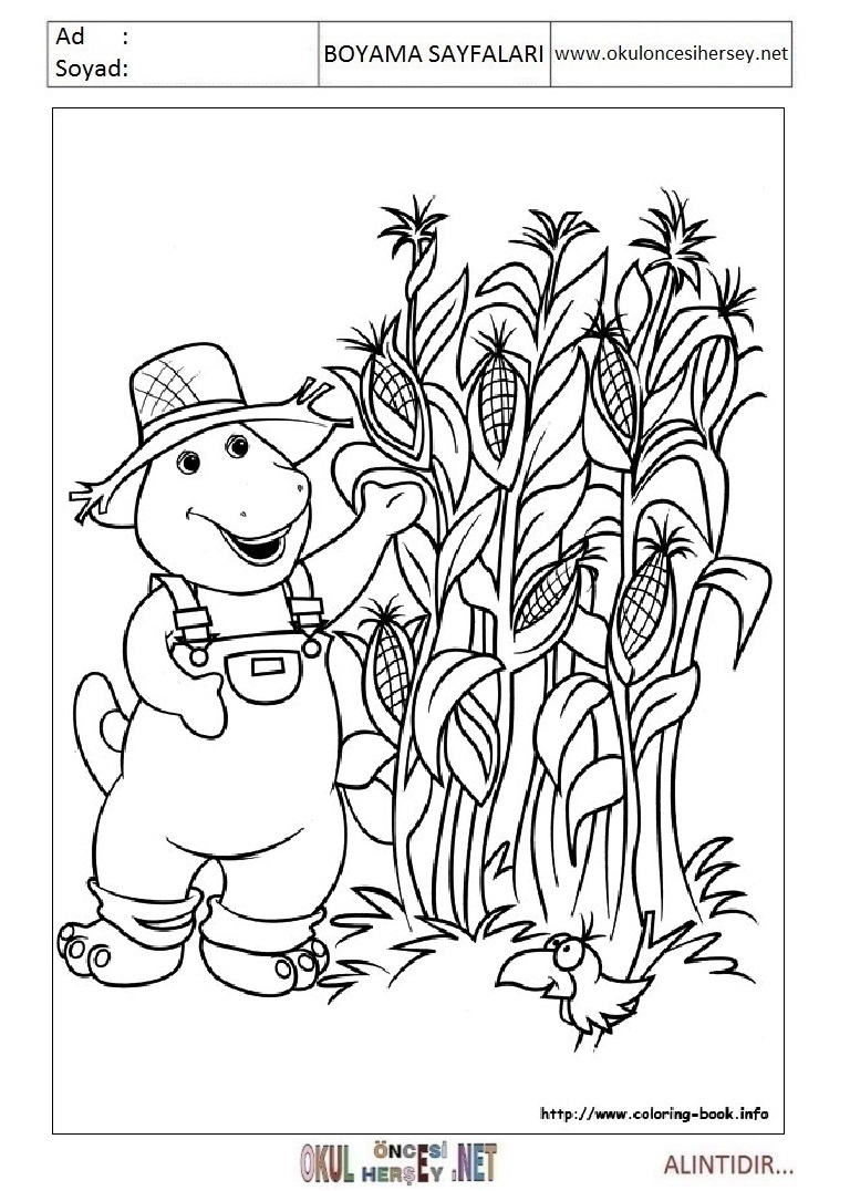 Çocuklar İçin Barney ve Arkadaşları Boyama Sayfaları 