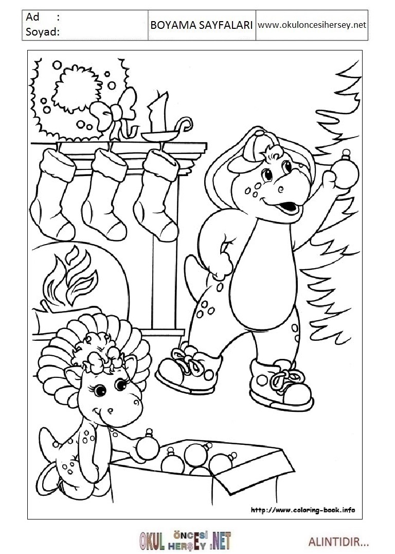 Çocuklar İçin Barney ve Arkadaşları Boyama Sayfaları 