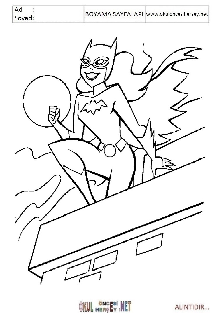 Çocuklar İçin Batgirl Boyama Sayfaları 