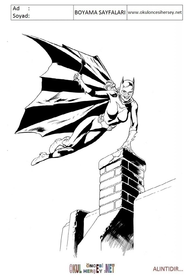 Çocuklar İçin Batgirl Boyama Sayfaları 